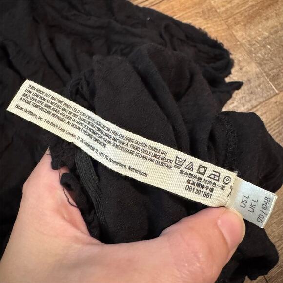 Free People Black Sleeveless Romper Frayed Edges Boho Whimsygoth Size L READ - Picture 8 of 10